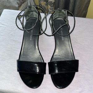 Stuart Weitzman black patent leather sandals size 10